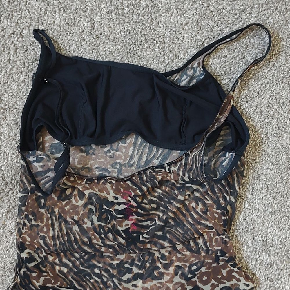 New With Tag La‎ Senza Size XS Leopard Print Layered Mesh Bodysuit - Picture 10 of 15